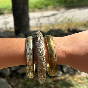 Set of Three Gold and Silver Bangles